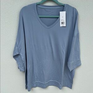 NWT New Directions Intimates Blue Relaxed Boxy 3/4 Sleeve Pajama Top